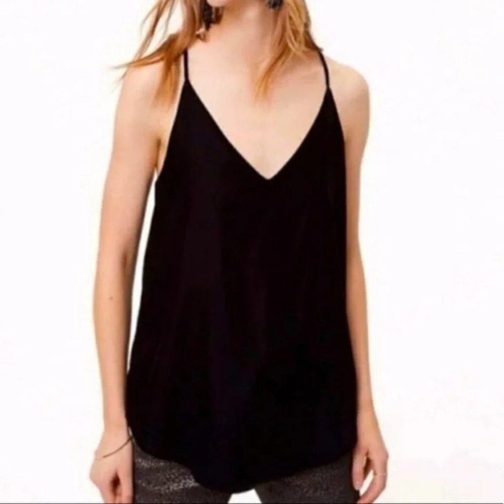 LOFT Velvet Black Racerback V Neck Tank Size S